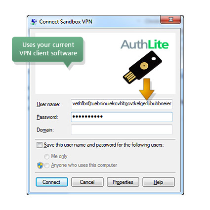 vpn client software factor authentication windows existing adds security